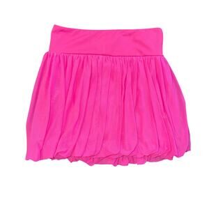 Hot Pink Bubble Skort Flouncy Mesh Athletic Tennis Skirt Built-In Shorts S